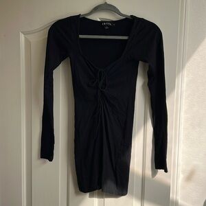 Black Long-Sleeve Mini Dress